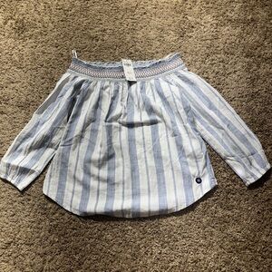 Abercrombie & Fitch Navy and White Smocked Blouse